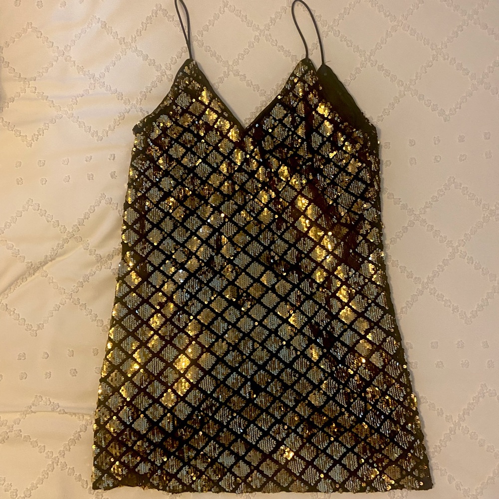 Gold & Black Sequin dress - size Medium
